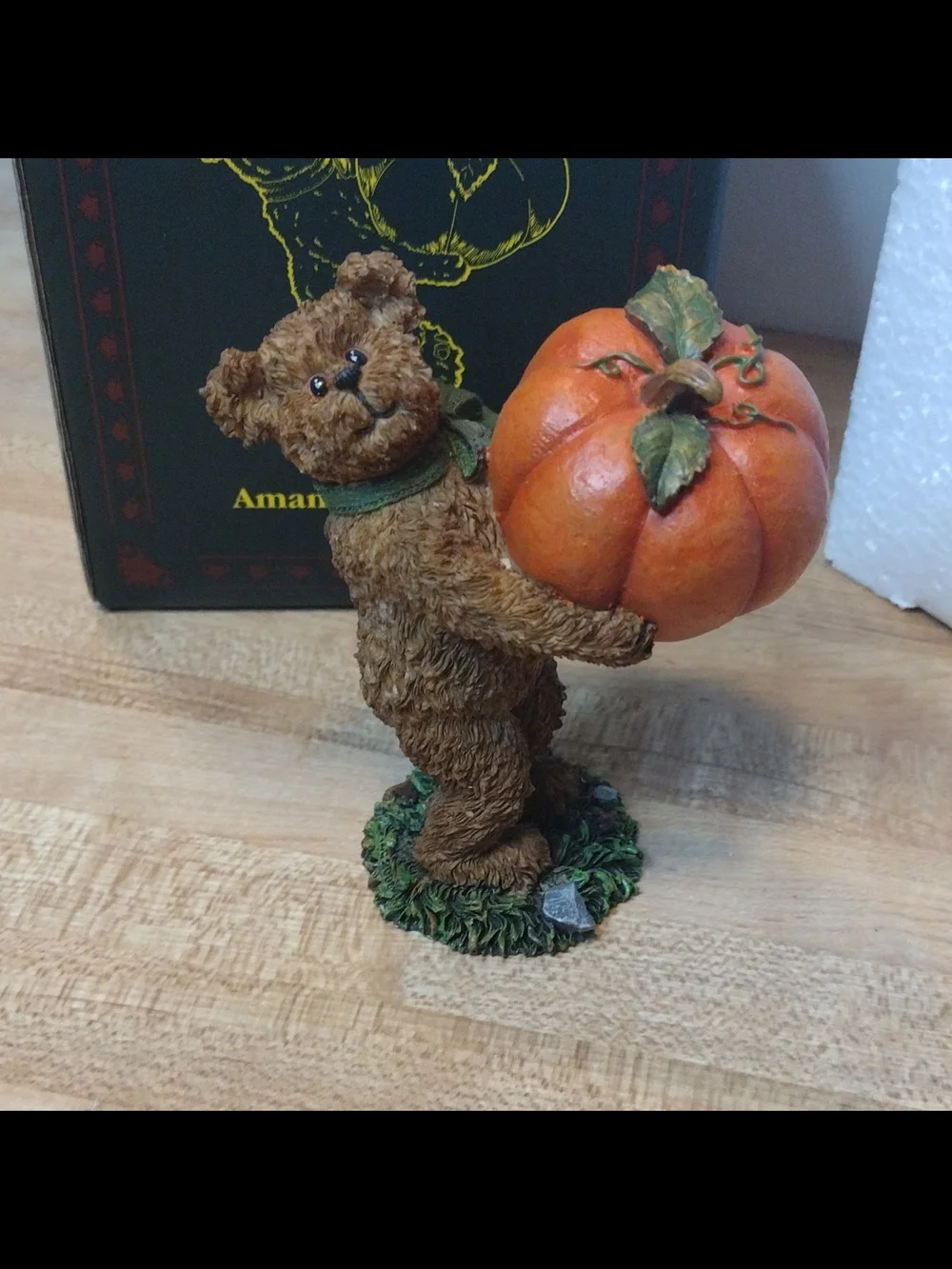 Boyds Bears Amanda Octobear Pumpkin Figurine Cracker Barrel Exclusive Boxed Mint